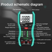 Multitesteur numérique portable voltmètre de rétroéclairage portable multimètre numérique LCD testeur de tension sans contact multifonctionnel intelligent