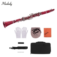 Muslady ABS 17-Key Clarinet Bb Flat avec étui de transport,  gants,  chiffon de nettoyage