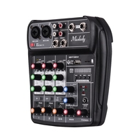 Muslady AI-4 Console de mixage de carte son compacte Console de mixage audio numérique 4 canaux BT Entrée USB MP3 + alimentation fantôme 48 V