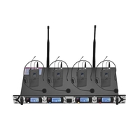 Muslady D4-2 Professional Système de microphone sans fil UHF à 4 canaux avec 4 microphones avec micro-casque et 1 émetteur Bodypack