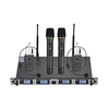 Muslady D4-4 Professional Système de microphone sans fil UHF à 4 canaux Comprend 2 micros de casque avec émetteurs Bodypack + 2 microphones portables + 1 récepteur de montage en rack pour les réunions d