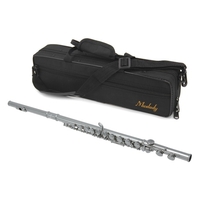 Muslady FL-200S Flûte en C à trou fermé 16 touches Instrument à vent plaqué argent cupronickel