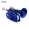 Muslady Mini Pocket Trompette Sib Plat En Laiton Matériel Instrument à Vent avec Embouchure Gants Nettoyage Tissu Housse de Transport