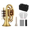 Muslady Mini Pocket Trompette Sib Plat En Laiton Matériel Instrument à Vent avec Embouchure Gants Nettoyage Tissu Housse de Transport