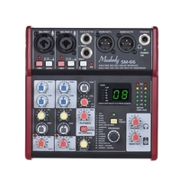 Muslady SM-66 Mixer console de mixage de carte son 4 canaux intégré 16 effets avec interface audio USB Prend en charge la banque de puissance 5V pour l
