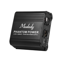 Muslady Ultra-compact Microphone + alimentation fantôme 48V avec entrée et sortie XLR pour enregistrement de musique de studio de microphone à condensateur
