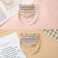 Nalu NK-CT 17-Key Transparent Kalimba Piano Acrylique Matériel Mignon en Forme de Chat avec Sac de Transport Autocollants Note de Musique Tuning Hammer Chiffon de Nettoyage Cadeau Musical