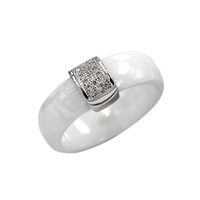 Nano céramique & S925 argent Sterling dôme anneau poli avec CZ diamant incorporé taille plaquée or blanc 6 7 8 largeur 6mm