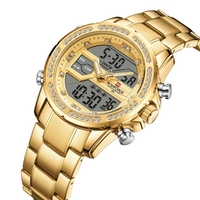 NAVIFORCE Quartz numérique électronique hommes montre double heure date semaine affichage rétro-éclairage 3ATM étanche mâle montres de luxe mode bracelet masculin pour la vie"idienne cadeaux pour hommes d