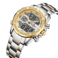 NAVIFORCE Quartz numérique électronique hommes montre double heure date semaine affichage rétro-éclairage 3ATM étanche mâle montres de luxe mode bracelet masculin pour la vie"idienne cadeaux pour hommes d