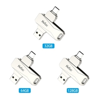 Netac U782C 64 Go Type-C + USB Double Interface Lecteur Flash Plug & Play Extension de Mémoire pour Téléphone Mobile U Disque Argent