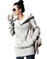 New Autumn Winter Hoodies Femmes Manteau Warm Fleece Coat Zip Up Outerwear Sweat-shirts à capuche Casual Long Jacket Plus Size