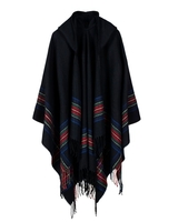 New Women Tricoté Poncho Cape à capuche Stripe oversize Cardigan Sweater Long Shawl Echarpe Cashmere Pashmina