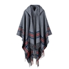 New Women Tricoté Poncho Cape à capuche Stripe oversize Cardigan Sweater Long Shawl Echarpe Cashmere Pashmina
