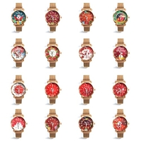 Noël Eve Letters Festive Fashion Student Female Trend Fermoir magnétique Or Shell Montre Quartz Montre 11