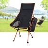 Nouveau 7075 Moon Chair Recliner Chaise pliante extérieure Chaise de pêche plus longue et plus grande avec oreiller Orange