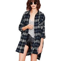 Nouveau Automne Femmes Surdimensionné Plaid Tartan Chemise Boutons Poche Turn-down Collar À Manches Longues Baggy Check Blouse T-shirt