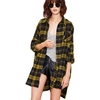 Nouveau Automne Femmes Surdimensionné Plaid Tartan Chemise Boutons Poche Turn-down Collar À Manches Longues Baggy Check Blouse T-shirt