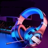 Nouveau casque Ordinateur Casque filaire Casque Gaming Apple Casque Microphone Filaire Bluetooth Gaming Headset Rose [Carte son USB 7.1 canaux]