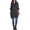 Nouveau Femmes Coton Lin longue Blouse irrégulière Hem Boutons en vrac Casual Vintage Top Robe chemise blanche / pourpre / bleu foncé