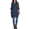 Nouveau Femmes Coton Lin longue Blouse irrégulière Hem Boutons en vrac Casual Vintage Top Robe chemise blanche / pourpre / bleu foncé