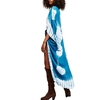 Nouveau Femmes en mousseline de soie Kimono Cardigan Plage Cover Up Contraste Chemisier imprimé Casual longues et amples Top Blanc / Bleu / Jaune