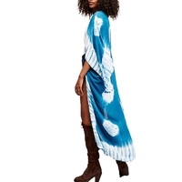 Nouveau Femmes en mousseline de soie Kimono Cardigan Plage Cover Up Contraste Chemisier imprimé Casual longues et amples Top Blanc / Bleu / Jaune