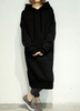 Nouveau Femmes Lâche Long Sweat À Capuche Robe Solide À Manches Longues Poches Split Casual Chaud Hoodies