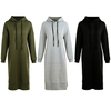 Nouveau Femmes Lâche Long Sweat À Capuche Robe Solide À Manches Longues Poches Split Casual Chaud Hoodies