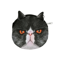 Nouveau femmes mignon sac à bandoulière chat visage Cartoon impression glissière fermeture embrayage pièce sac à main sac messager