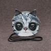Nouveau femmes mignon sac à bandoulière chat visage Cartoon impression glissière fermeture embrayage pièce sac à main sac messager