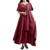 Nouveau Mode Femmes Casual Robe Lâche Couleur Unie À Manches Courtes Boho Eté Long Maxi Dress