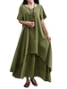 Nouveau Mode Femmes Casual Robe Lâche Couleur Unie À Manches Courtes Boho Eté Long Maxi Dress