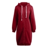 Nouveau Mode Femmes Hoodie longues Sweatshirts Manteau Pockets Casual Zipper solides manteaux Veste