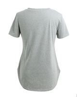 Nouveau Mode Femmes T-shirt Solide Couleur V Cou À Manches Courtes Ourlet Longue Partie Occasionnelle Tops