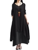 Nouveau Mode féminine Casual Robe ample à manches longues solide Coton Lin Boho longue Maxi Dress