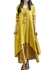 Nouveau Mode féminine Casual Robe ample à manches longues solide Coton Lin Boho longue Maxi Dress