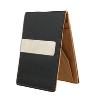 Nouveau mode hommes argent Clip simili cuir mince portefeuille ID carte bancaire titulaire Cash Clip