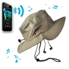 Nouveau mode unisexe Checkered BT soleil chapeaux chapeau à bord Large été BT musique Hat Cap Smart mains libres sans fil Casque haut-parleur microphone