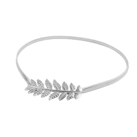 Nouveau mode Vintage femmes ceinture élastique Skinny Leaf Design fermoir avant ceinture métallique extensible ceinture or/argent