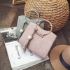 Nouveau sac femmes sac à main PU anneau métallique poignée en cuir Tassel Tote Sac bandoulière noir / gris / rose