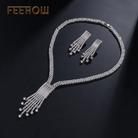 nouveaux ensembles européens et américains de chaîne brillant luxe zircon strass collier boucles d