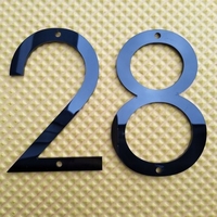 Numéro de maison 5 pouces Numéro de maison durable en acier inoxydable 2 Deux numéros extérieurs modernes 3D résistants aux intempéries pour la boîte aux lettres de la cour de porte à la maison (noir)