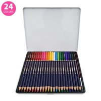 NYONI Professional Crayons Aquarelle Set 12/24/36/48/72/100 Crayons de couleur Crayons de couleur hydrosolubles avec pinceau et boîte en métal Fournitures d