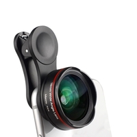Objectif de caméra pour smartphone Ultra HD 5K 18mm 128 ° grand angle 15X objectif de téléphone macro sans distorsion avec clip universel
