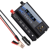 Onduleur de puissance 360W Convertisseur de voiture 12V CC à 220V AC avec écran LCD et lumière LED 4 ports USB Ports de chargeur de voiture pour smartphones Ordinateurs portables Tablettes