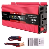 Onduleur de voiture 1200W Convertisseur 12V à 220V AC Onduleur solaire LCD Onduleur sinuso dal modifié numérique avec prises AC Port de charge USB Interrupteur marche-arrêt pour panneau solaire de voiture RV