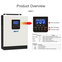 Onduleur solaire 2400W 3KVA 24V 220V pour système solaire domestique SineWave PWM Contrôleur de recharge de batterie