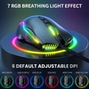 ONIKUMA CW905 7 touches souris de jeu filaire souris ergonomique avec 6 niveaux réglable DPI coloré RGB effet de lumière respiratoire noir
