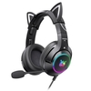 ONIKUMA K9 Casque de jeu filaire 3, 5 mm Oreilles de chat amovibles Écouteurs antibruit Écouteurs E-Sports avec microphone Contrôle du volume de la lumière LED RVB Micro muet pour PS4 PC Portable Smart Phone